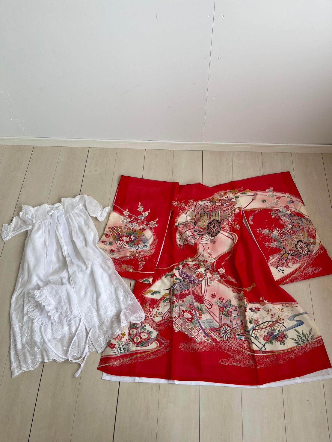 クリーニング済み　美品　夏用お宮参り衣装　女の子　ドレス　ドレス0527-8