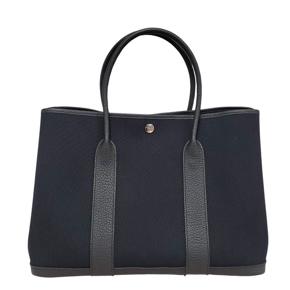 【中古】エルメス HERMES ガーデンパーティPM ノワール トワルアッシュ SV金具 B刻印/MA2508005