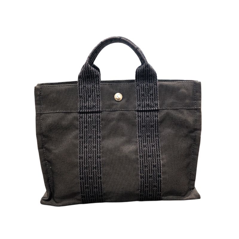 エルメス HERMES エールライントートPM グレー ナイロンキャンバス レディース トートバッグ