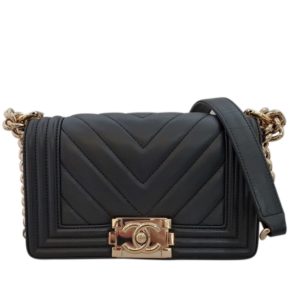 【中古】シャネル CHANEL ラムスキン ボーイシャネル CHANEL Vステッチ チェーンショルダー/MA2406028