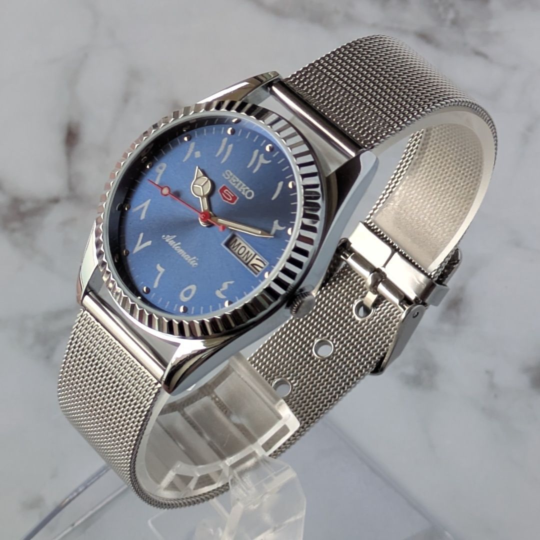 稼働品 SEIKO セイコー5 自動巻き 80s ヴィンテージ アイスブルー文字