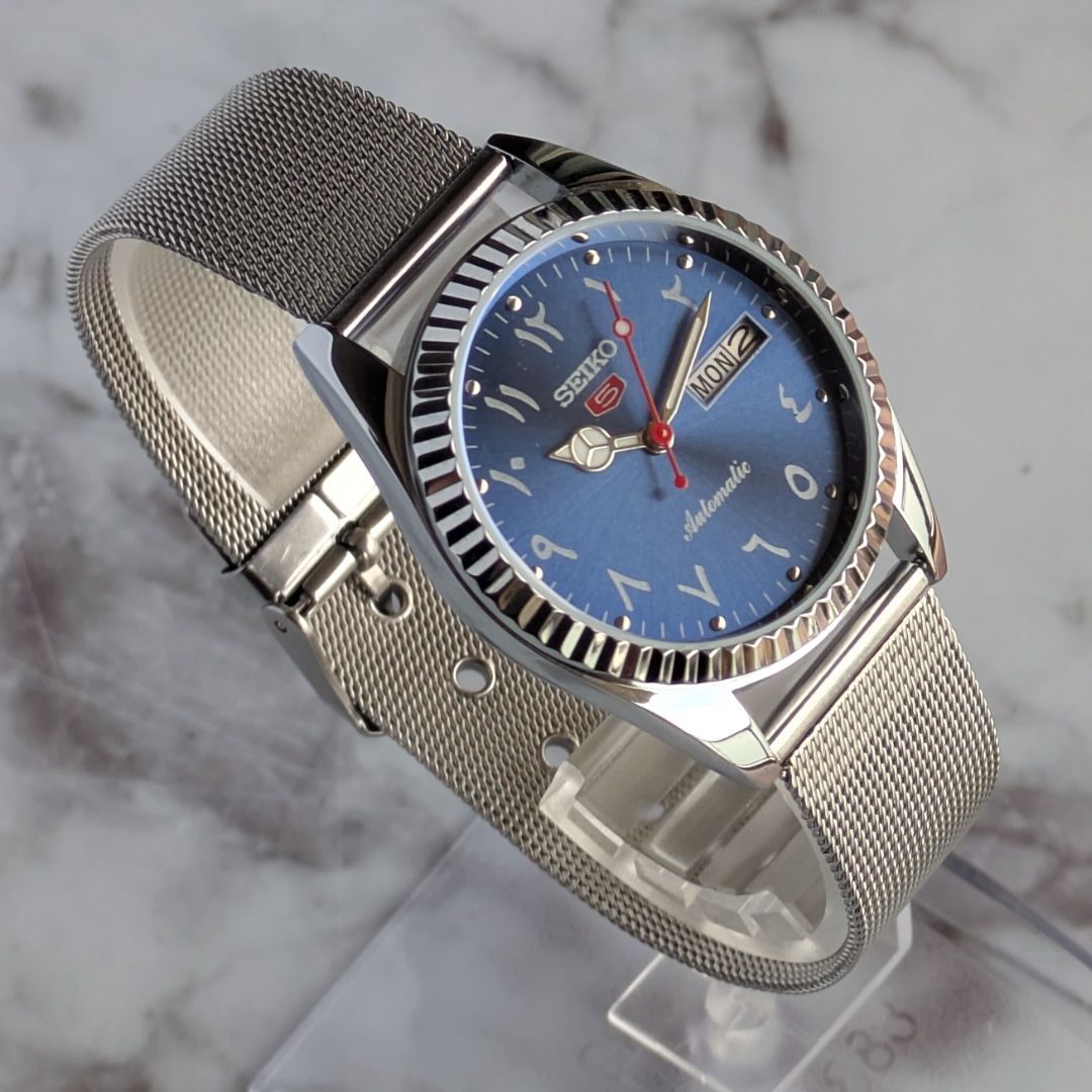 稼働品 SEIKO セイコー5 自動巻き 80s ヴィンテージ アイスブルー文字