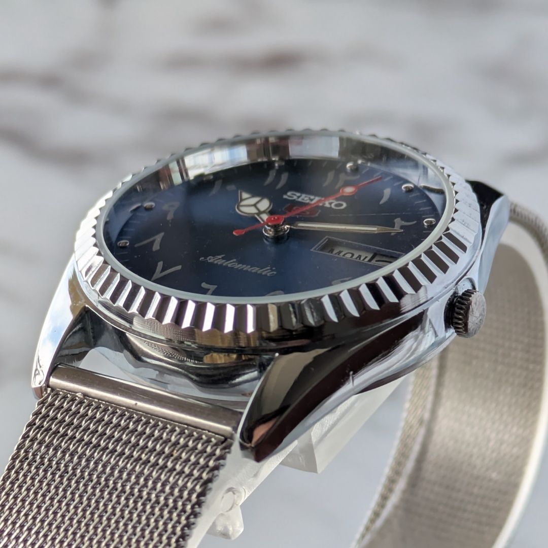 稼働品 SEIKO セイコー5 自動巻き 80s ヴィンテージ アイスブルー文字