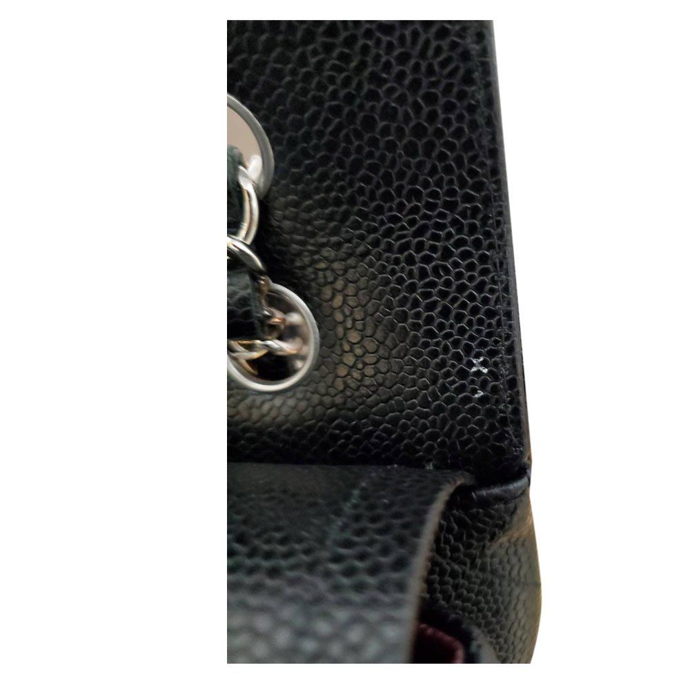 【中古】シャネル CHANEL キャビアスキン マトラッセWフラップ チェーンショルダー 25 ブラック SV金具/MA2402001
