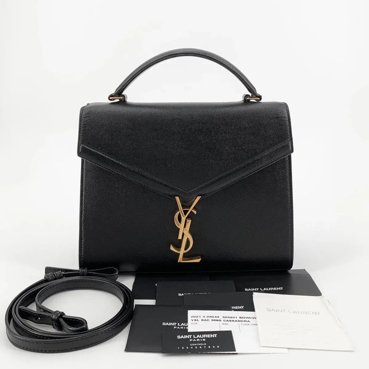 デパート購入 Saint Laurent サンローラン カサンドラ ミディアム トップハンドル ショルダーバッグ 623931