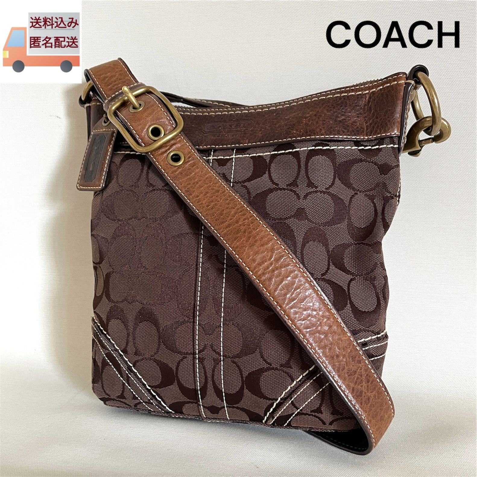 COACH コーチ シグネチャー クロスボディ ショルダーバッグ ブラウン 