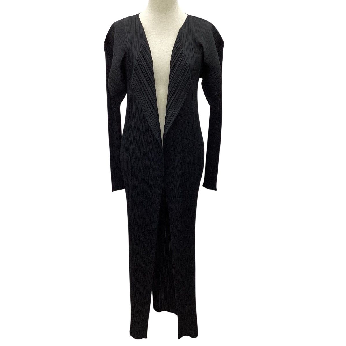 ISSEY MIYAKE イッセイミヤケ PLEATS PLEASE ロングカーディガン SIZE 2 PP05-JA001 ブラック