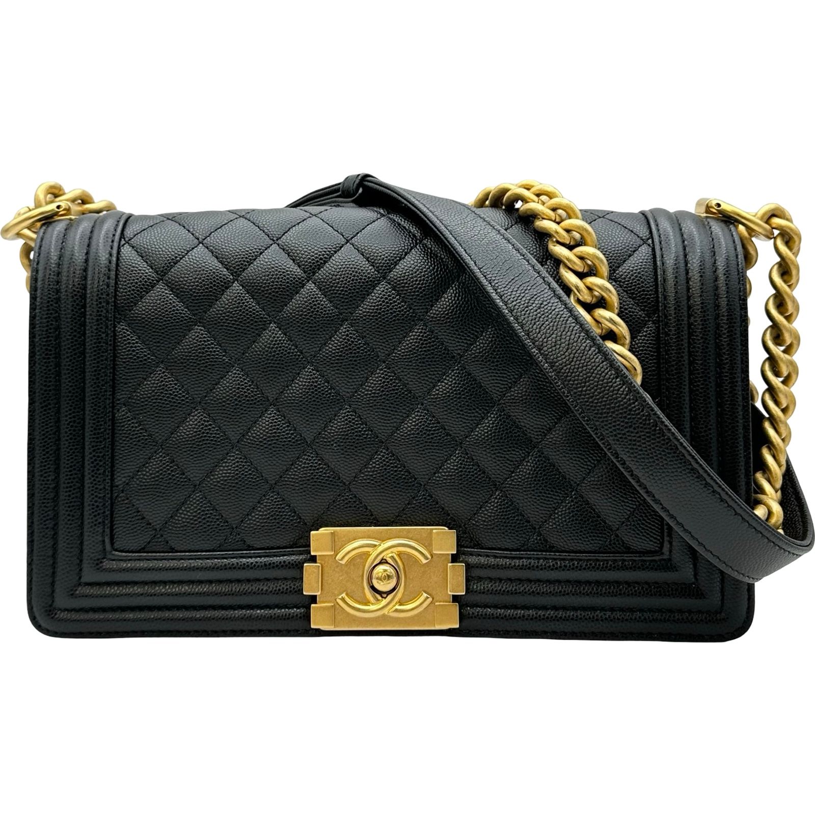 シャネル CHANEL ボーイシャネル25 A67086 ブラック ゴールド金具 キャビアスキン レディース ショルダーバッグ