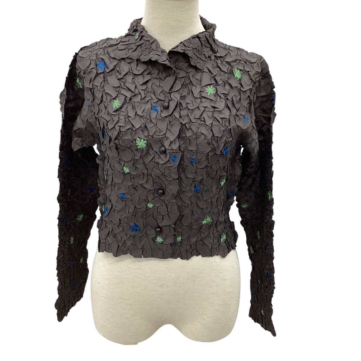 ISSEY MIYAKE イッセイミヤケ 立体 花モチーフ ジャケット SIZE 2 IM22FD905 ブラック