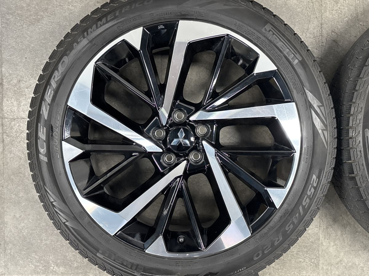 【バリ溝】ミツビシ GN0W アウトランダー PHEV 純正 20in 8J +35 PCD114.3 ピレリ アイスゼロアシンメトリコ 255/45R20 スタッドレス