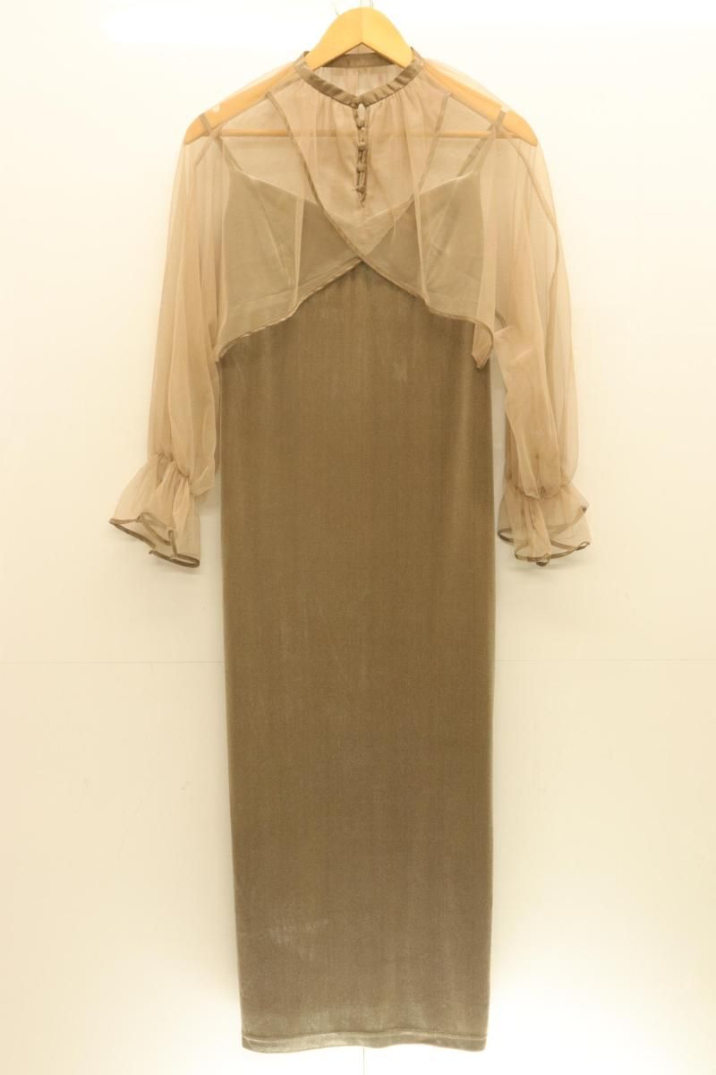 【中古】 AMERI レディースワンピース S many way tulle veil dress AMERI S ベージュ 肌色 無地