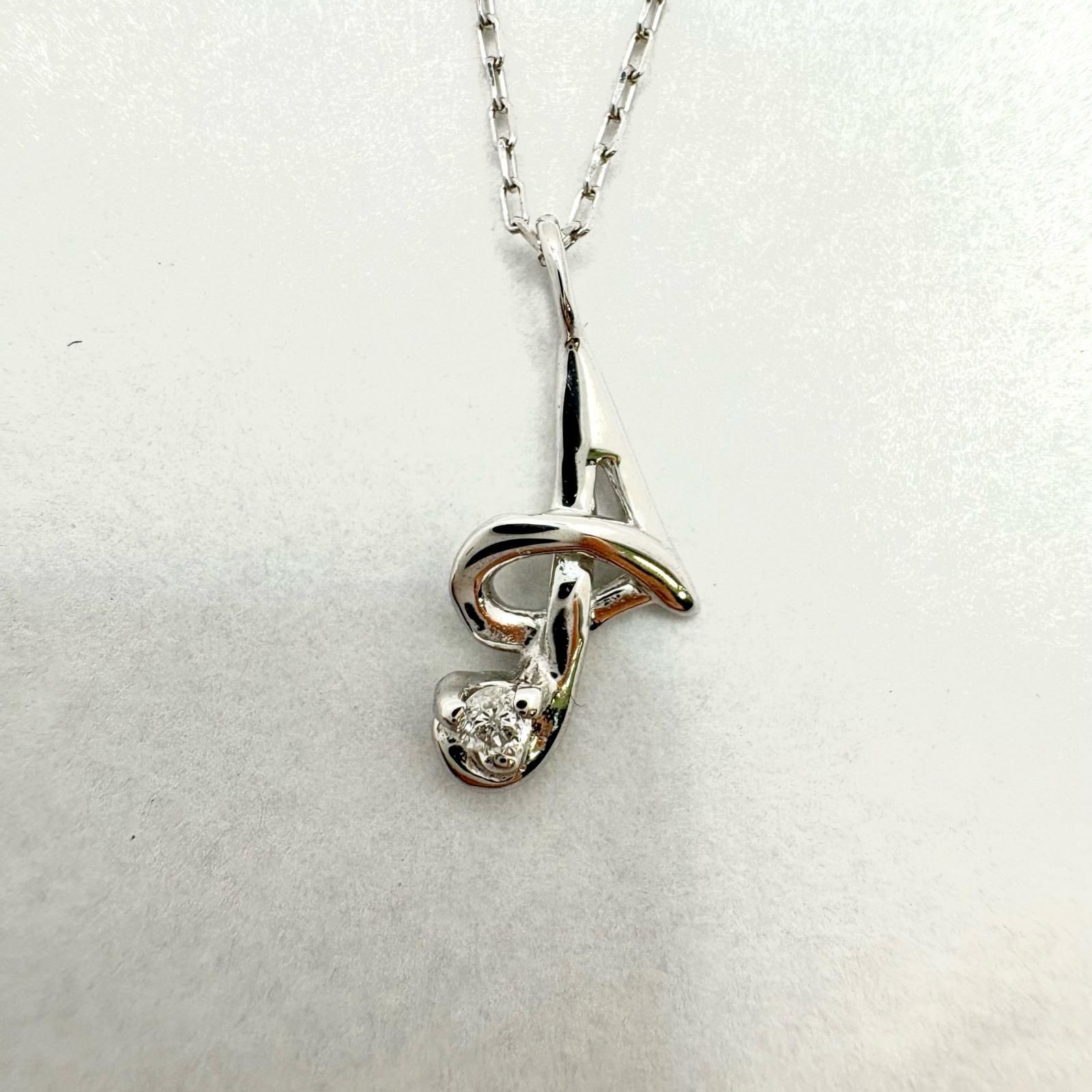 JEWELRY ジュエリー ジュエリー K10WG/D0.01/0.4g 貴金属・宝石 ネックレス ネックレス K10ホワイトゴールド K10WG シルバー レディース【中古】