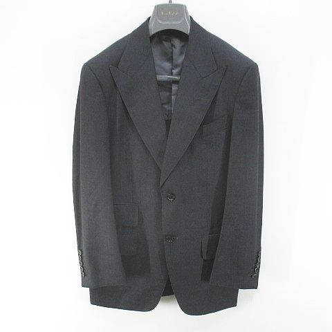 トムフォード TOM FORD セットアップ スーツ 43977 ジャケット ロングパンツ スラックス 背抜き ジップフライ 46 灰系 グレー イタリア製 ロールアップ 毛 ウール 裏地 ハンガー付き