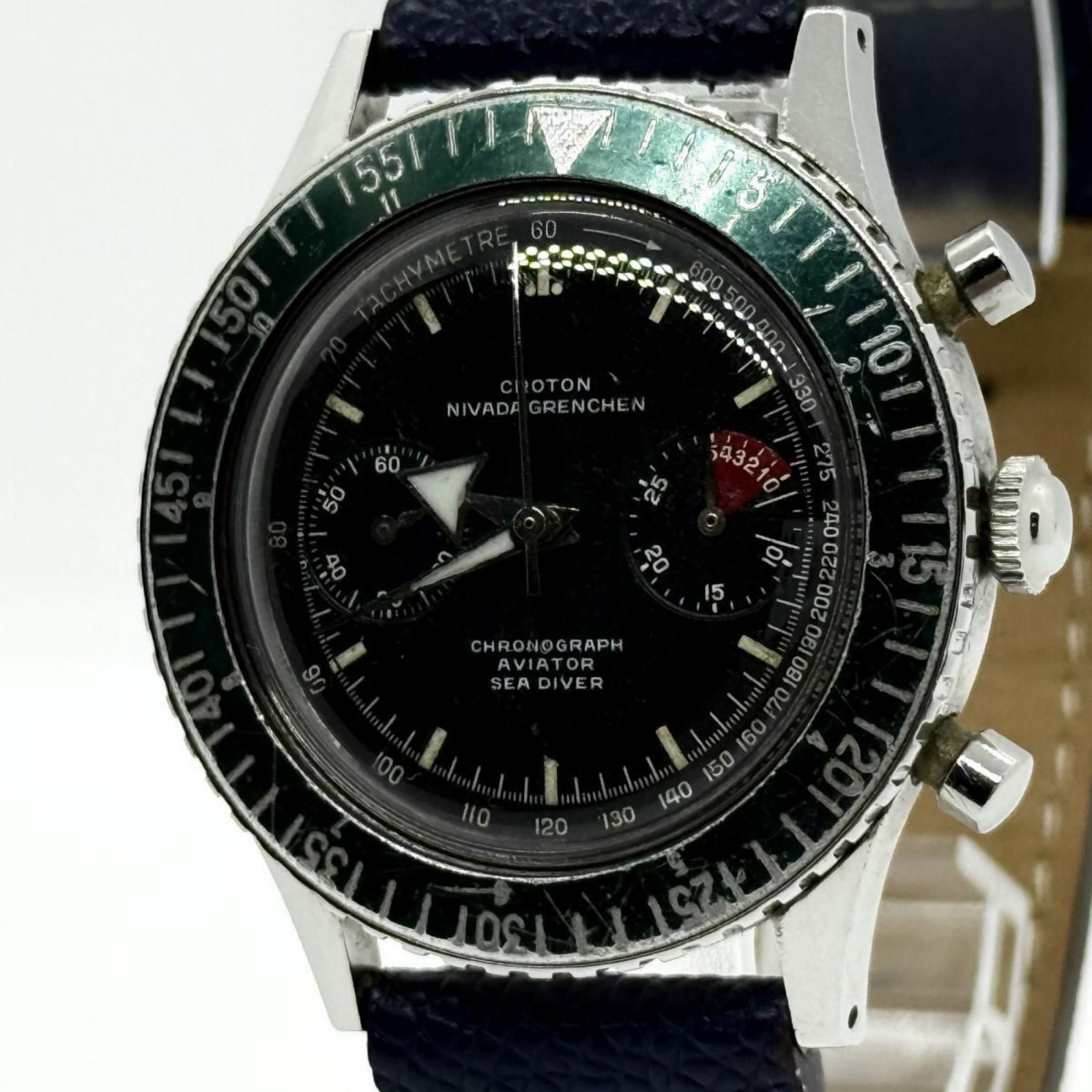 CROTON NIVADA GRENCHEN クロトン・ニバダ・グレンヒェン AVIATOR SEA DIVER アビエーター・シーダイバー 105-94135 ブラック 手巻き メンズ 腕時計 稼働品