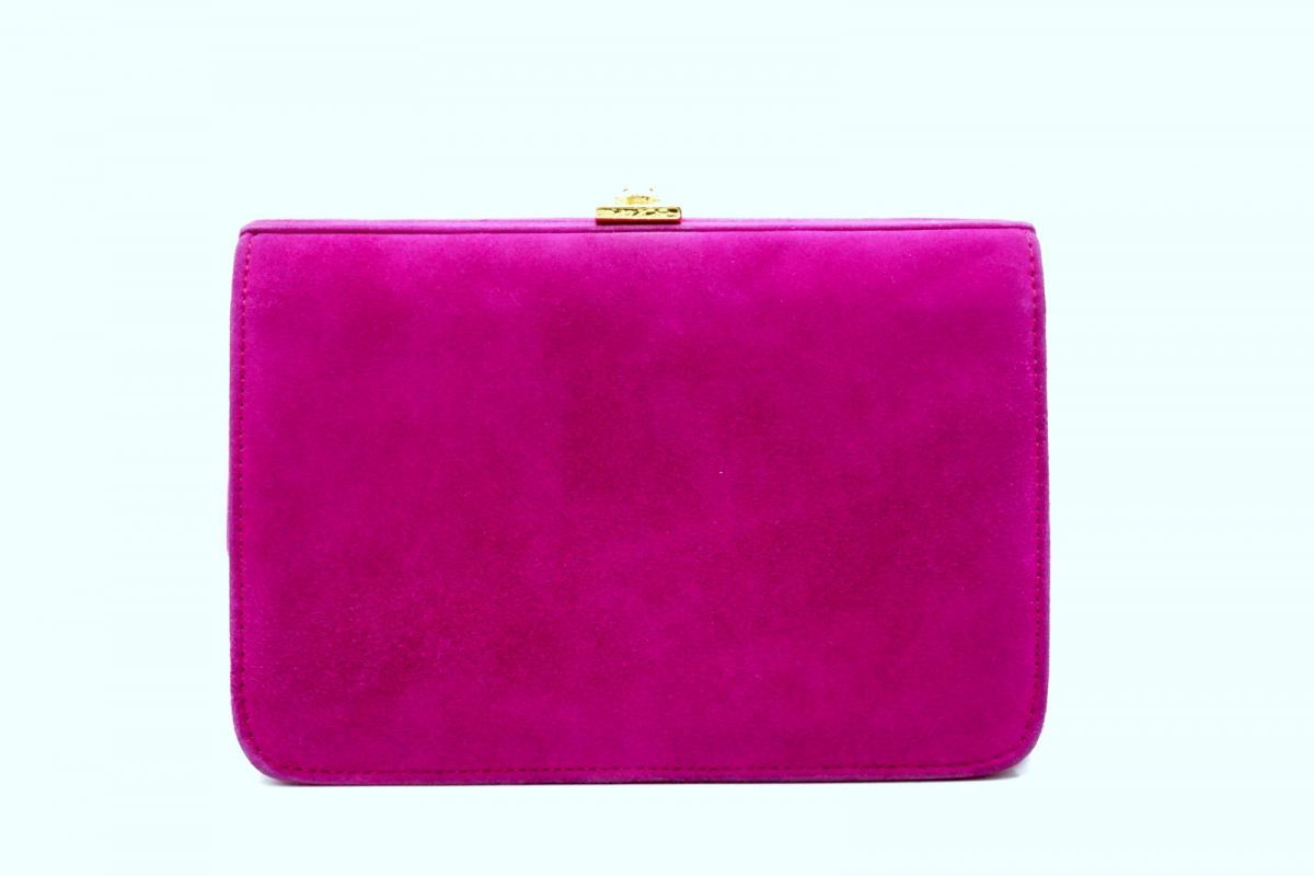 ジャンニ ヴェルサーチェ ヴィンテージ クラッチ バッグ ポーチ スエードレザー フィッシャー ピンク GIANNI VERSACE 6899h