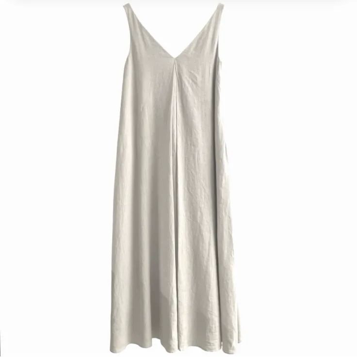 chieko+ チエコプラス maxi linen dress マキシ リネン ドレス 麻 ワンピース ベージュ 定価48400円 38