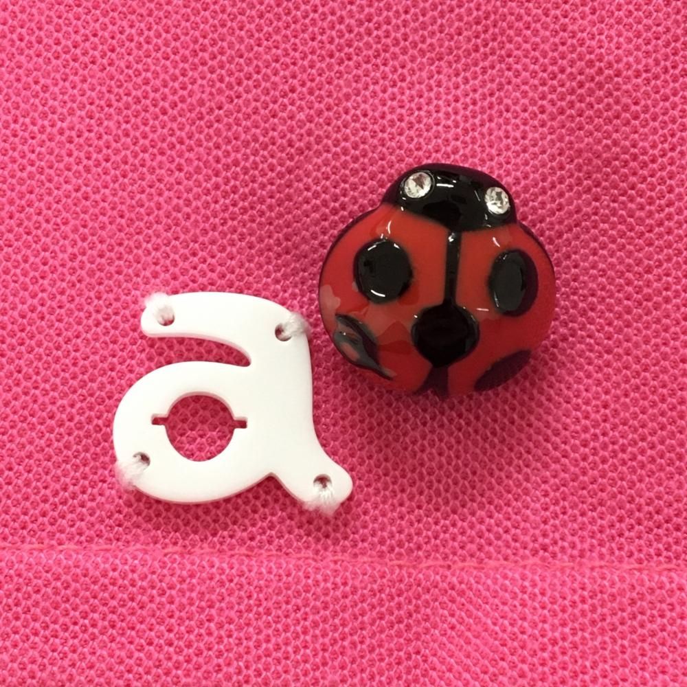 アルチビオ 半袖ポロシャツ ピンク×白 スタッズ てんとう虫 レディース