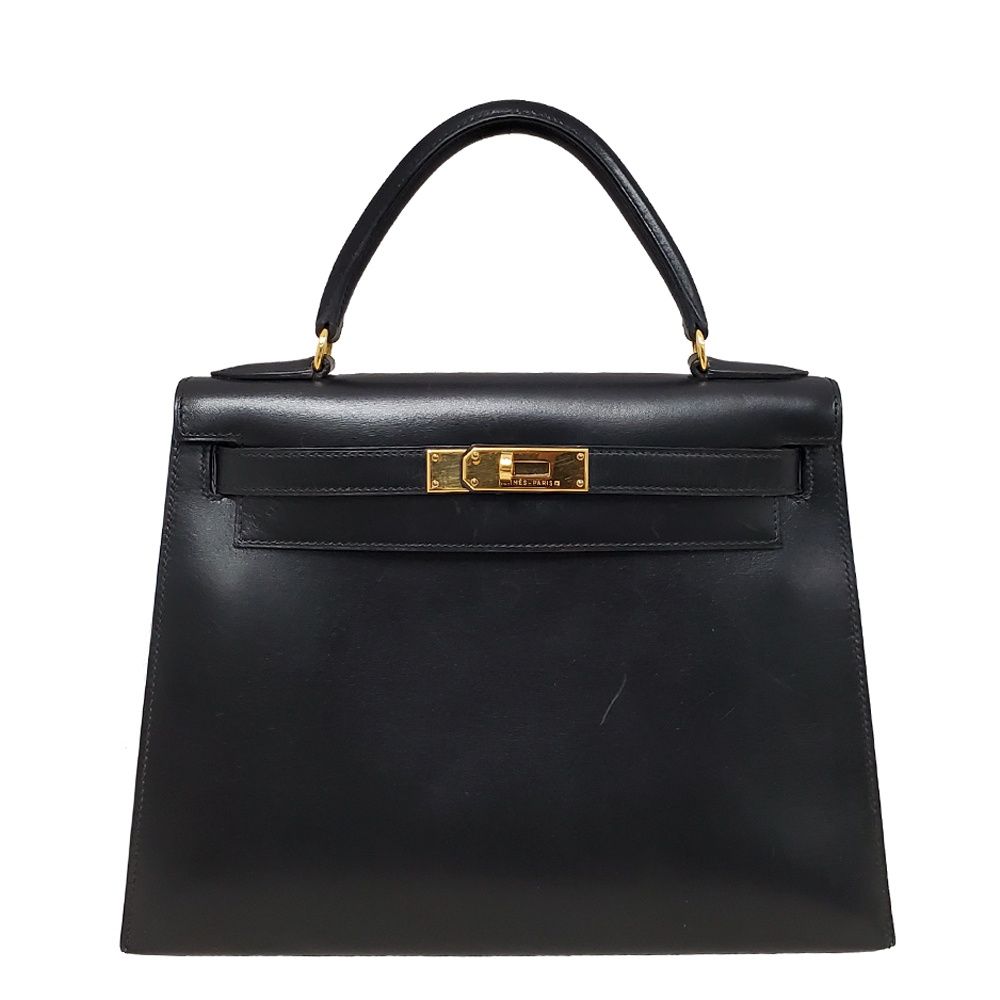 【中古】エルメス HERMES ケリー28 ノワール ボックスカーフ 外縫い 〇Z刻 G金具/MA2508004