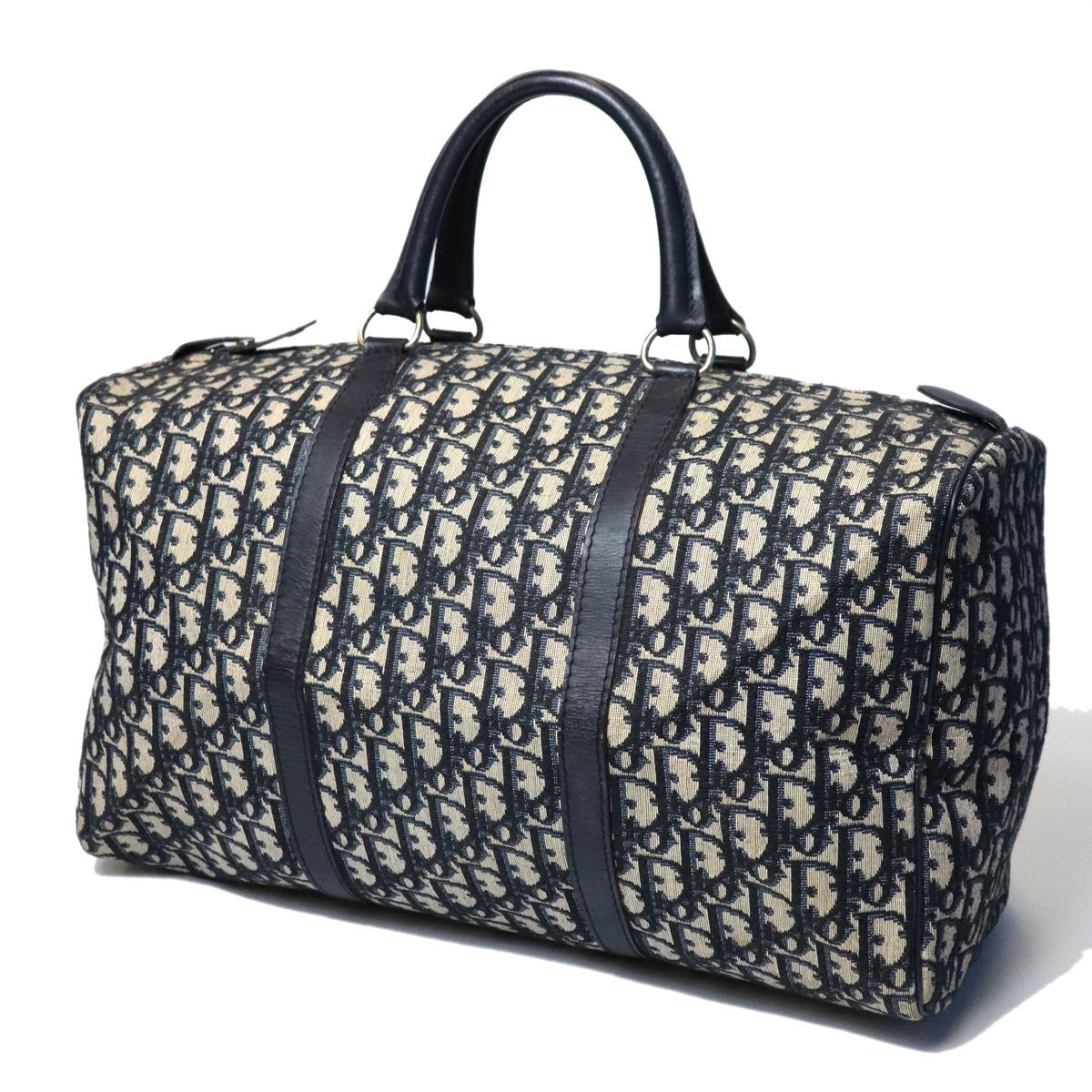 Dior ディオール トロッター ボストンバッグ キャンバス/レザー ネイビー レディース