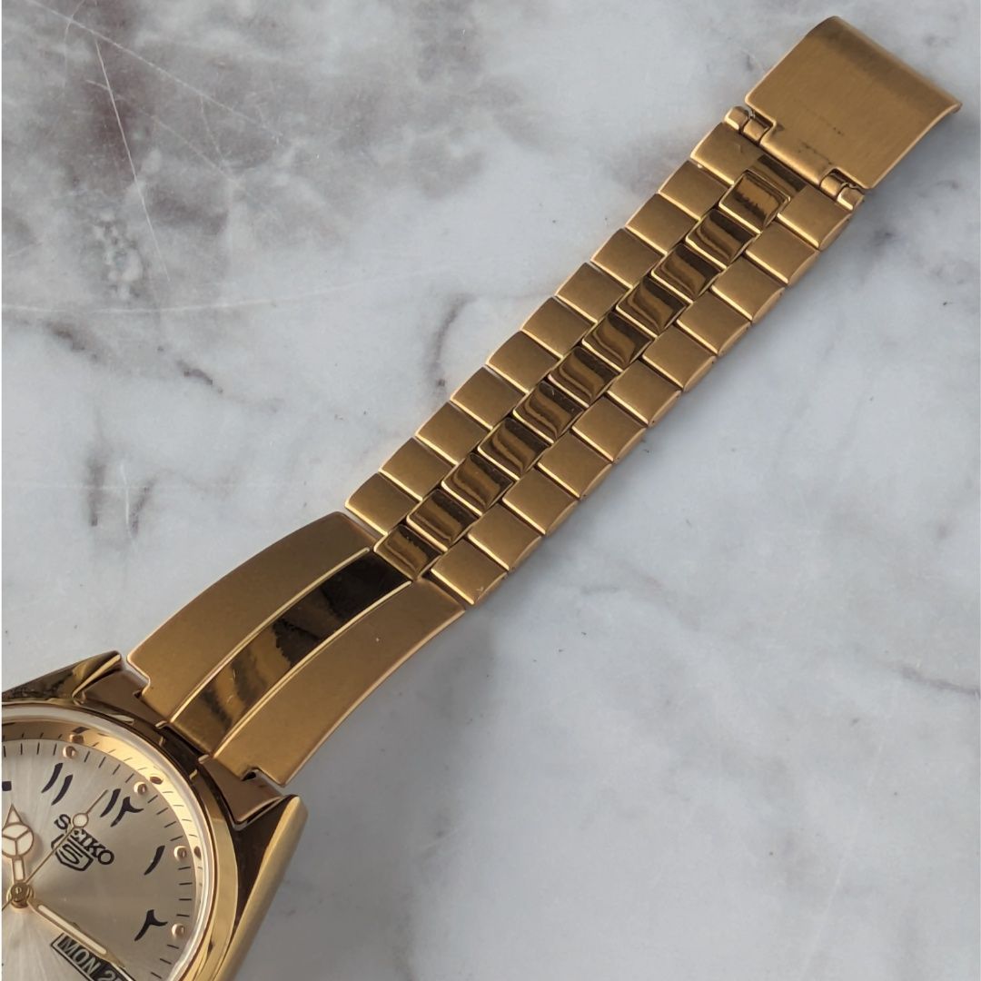 【稼動】 SEIKO 腕時計 セイコーファイブ 自動巻き ゴールド アラビア語 稼働品 SEIKO セイコー5 自動巻き ヴィンテージ シルバー文字盤