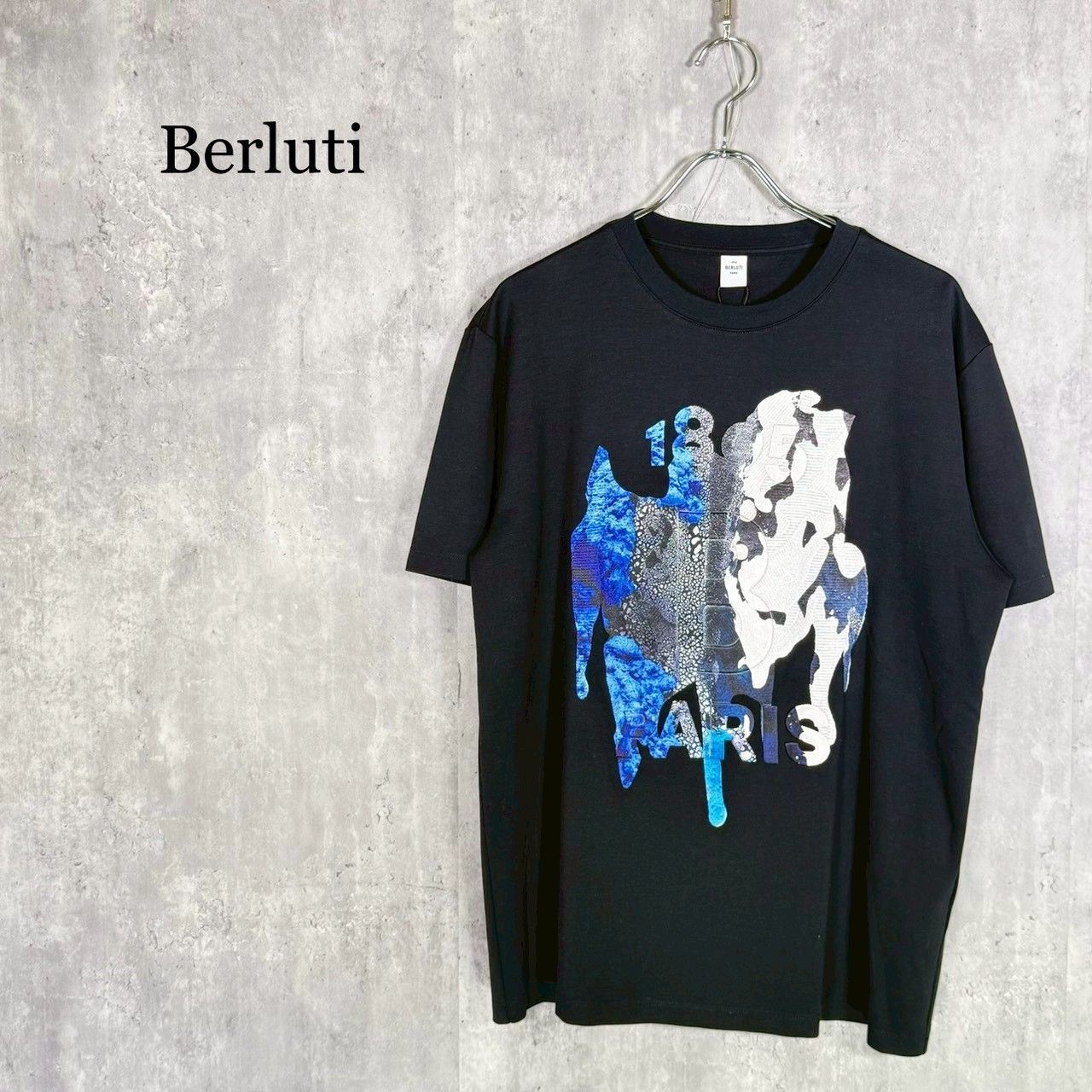 『Berluti』ベルルッティ(M) Berluti × Brian Rochefort Printed Cotton T-Shirt ブライアンロシュフォール ロゴプリント Tシャツ