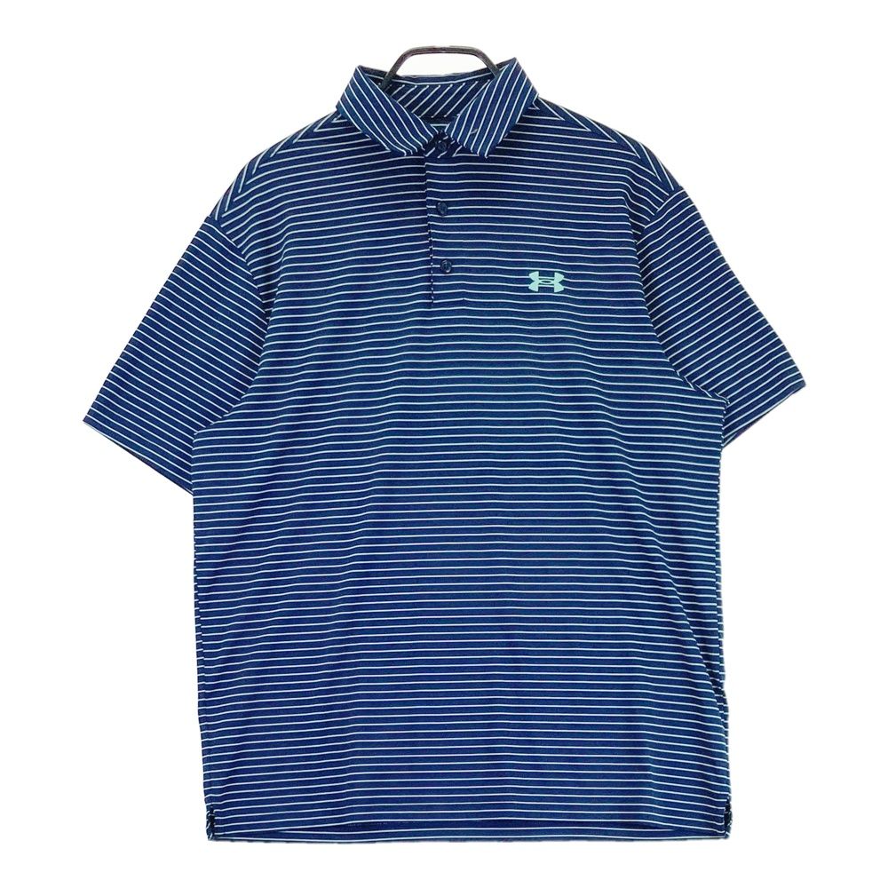 サイズ：XL UNDER ARMOUR アンダーアーマー  半袖ポロシャツ ボーダー柄 ネイビー系 [240101719858] ゴルフウェア メンズ ストスト