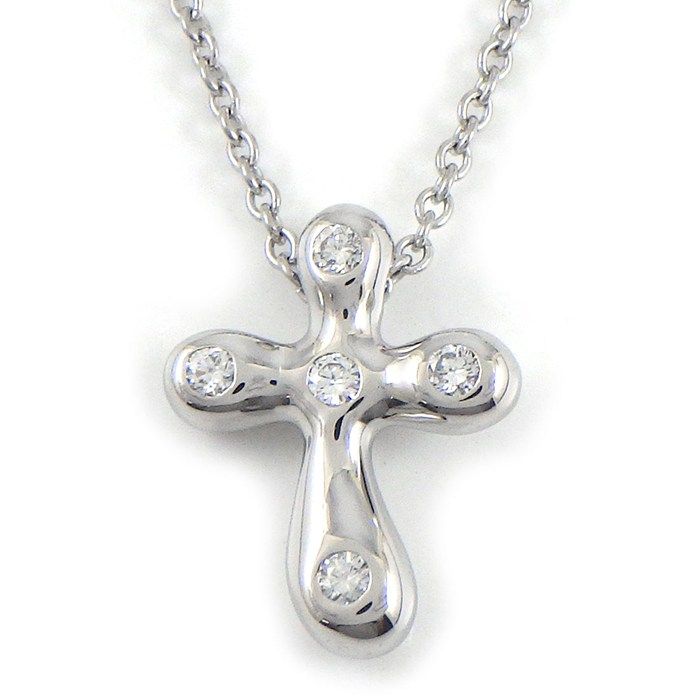 ティファニー Tiffany & Co. ネックレス スモール クロス ドッツ ミニ 5ポイント ダイヤモンド PT950 【中古】