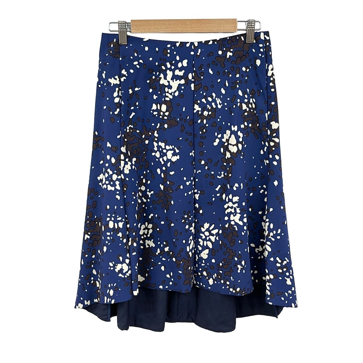 Drawer(ドゥロワー) ロングスカート サイズ36 S レディース美品 - ダークネイビー×ダークブラウン×アイボリー シルク