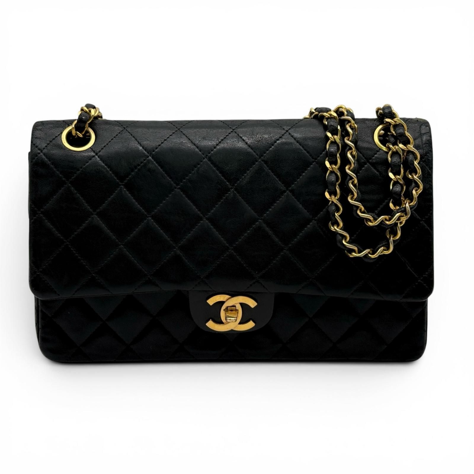 CHANEL シャネル Wフラップ25 チェーンショルダーバッグ マトラッセ ターンロック ココマーク レディース ショルダーバッグ