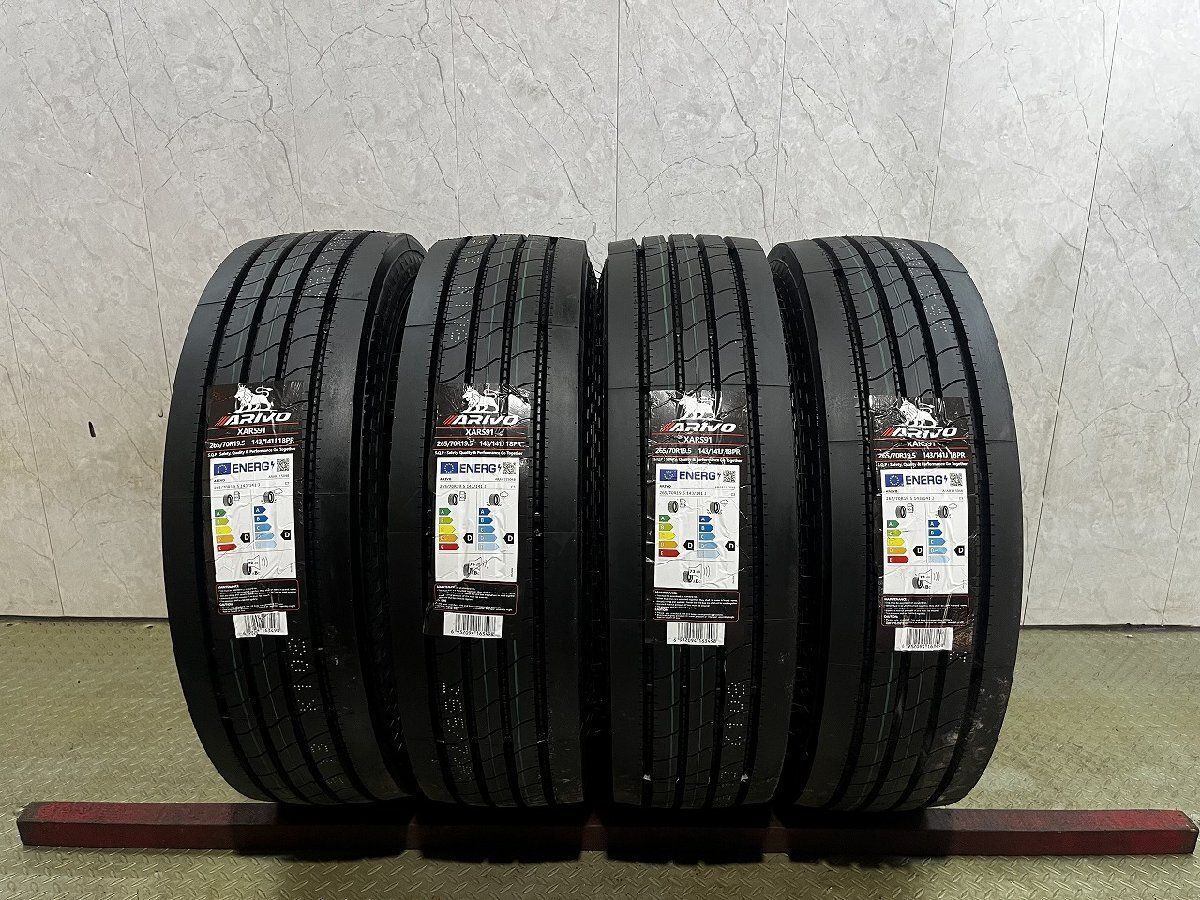 【新品】26年製 札幌発 交換可 バラ売り可 ARIVO XARS91 265/70R19.5 143/141J 18PR 19.5インチ トラックタイヤ 夏タイヤ 4本 ギガ(STX085)