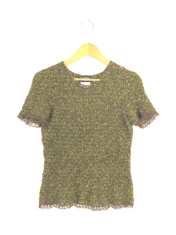 【中古品】 CHANEL シャネル MOHAIR CENTERLOGO SS KNIT M8040 モヘア センター ロゴ ニット トップス 【183-260619-rt-03-tagh】