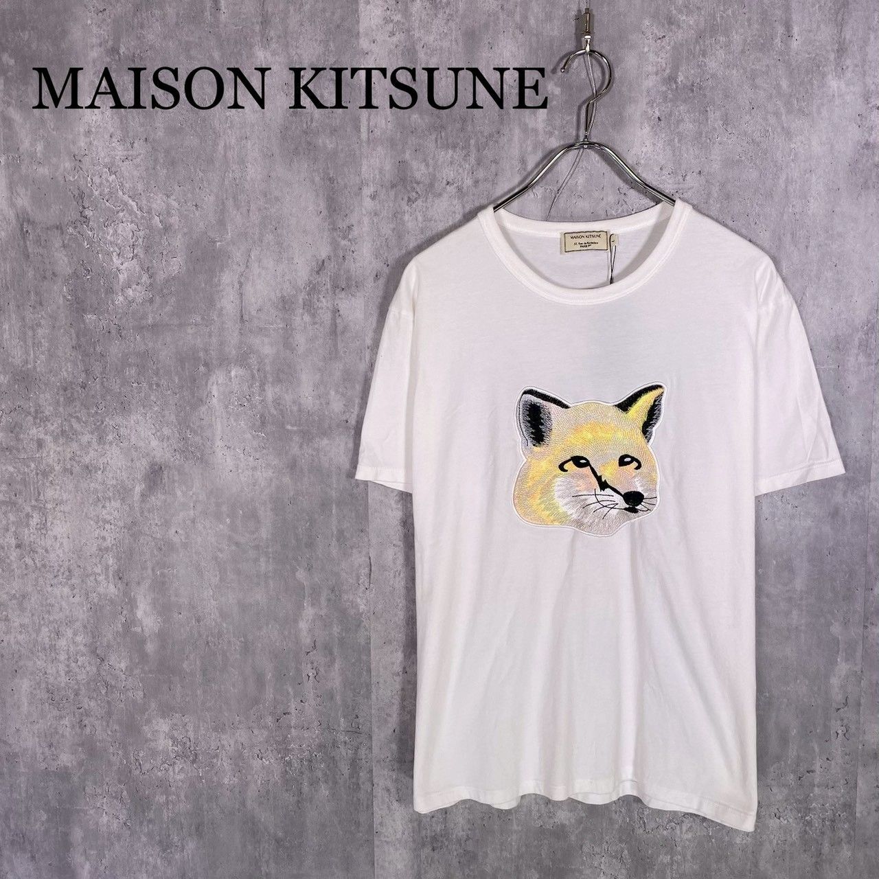 『MAISON KITSUNE』メゾンキツネ (L) フォックス刺繍Tシャツ メンズ