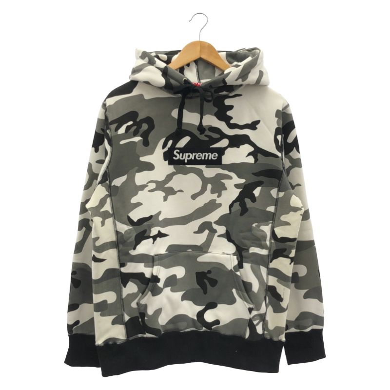 【中古】Supreme 13AW Snow Camo Box Logo Pullover サイズM ブラック/ホワイト　シュプリーム[17]