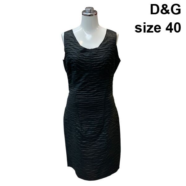 ●□ ディーアンドジー D&G ドルガバ タイトワンピース ノースリーブ ひざ丈 オーバルネック バックファスナー 40 S 7号 レディース Z6D216