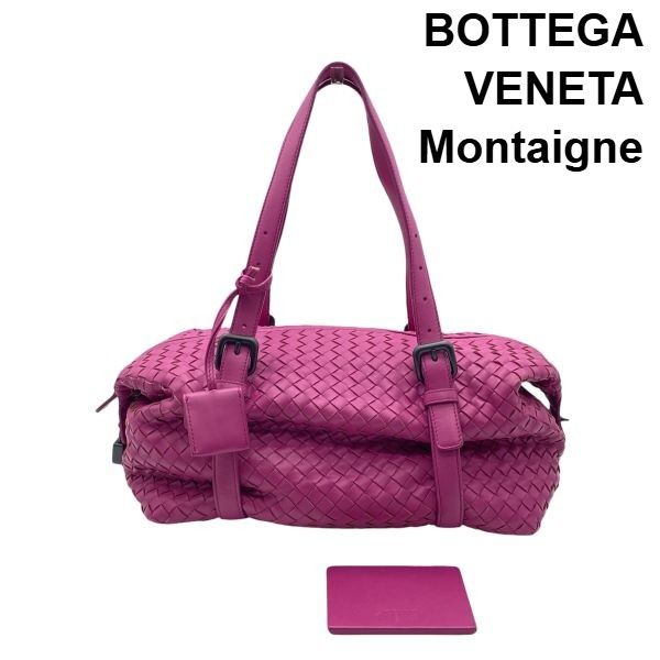 ● ボッテガヴェネタ BOTTEGA VENETA モンテーニュ ショルダーバッグ ミニボストンバッグ イントレチャート ピンク レディース 6D331