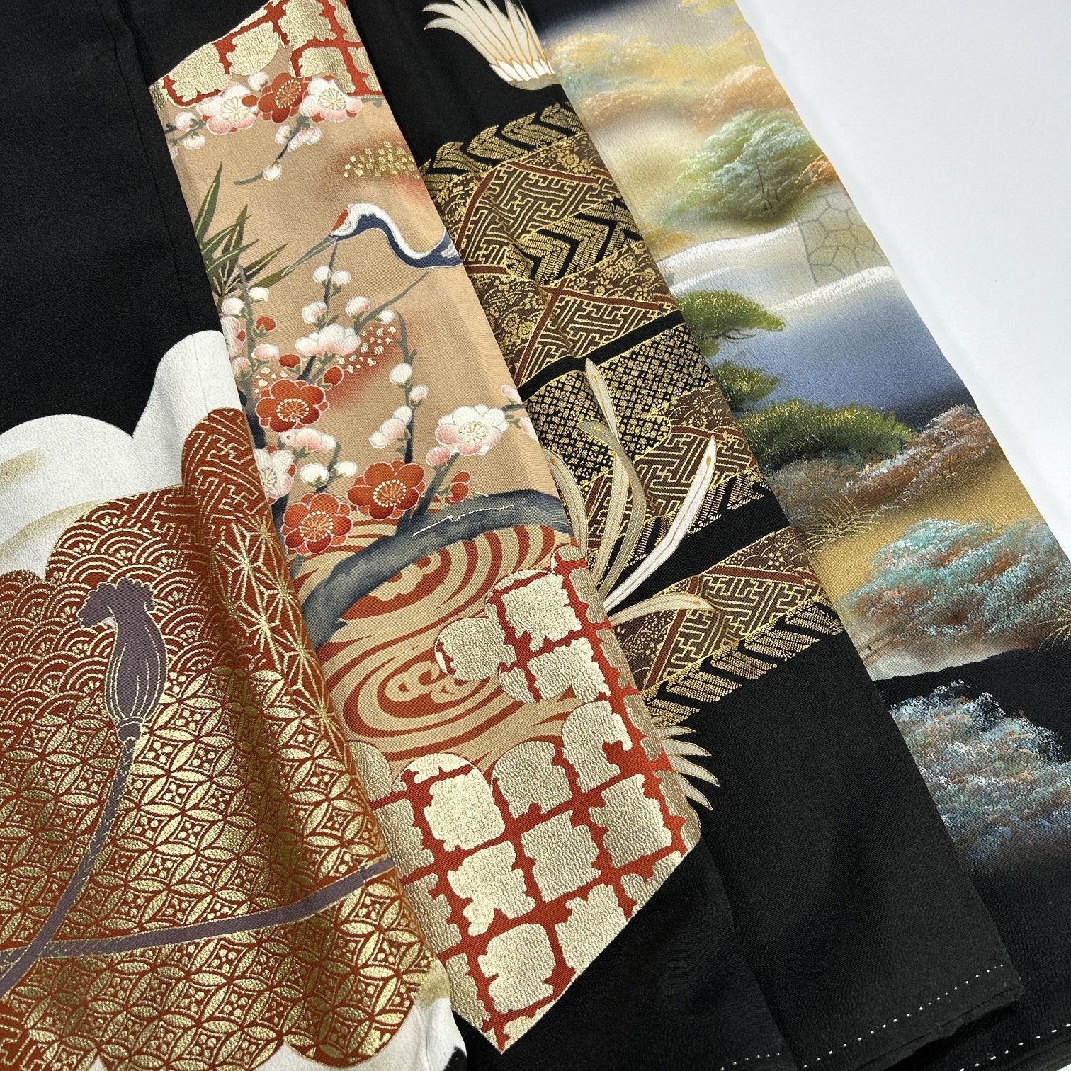 黒留袖 4枚 正絹 着物まとめ売り【F384】同梱購入歓迎 リメイク用