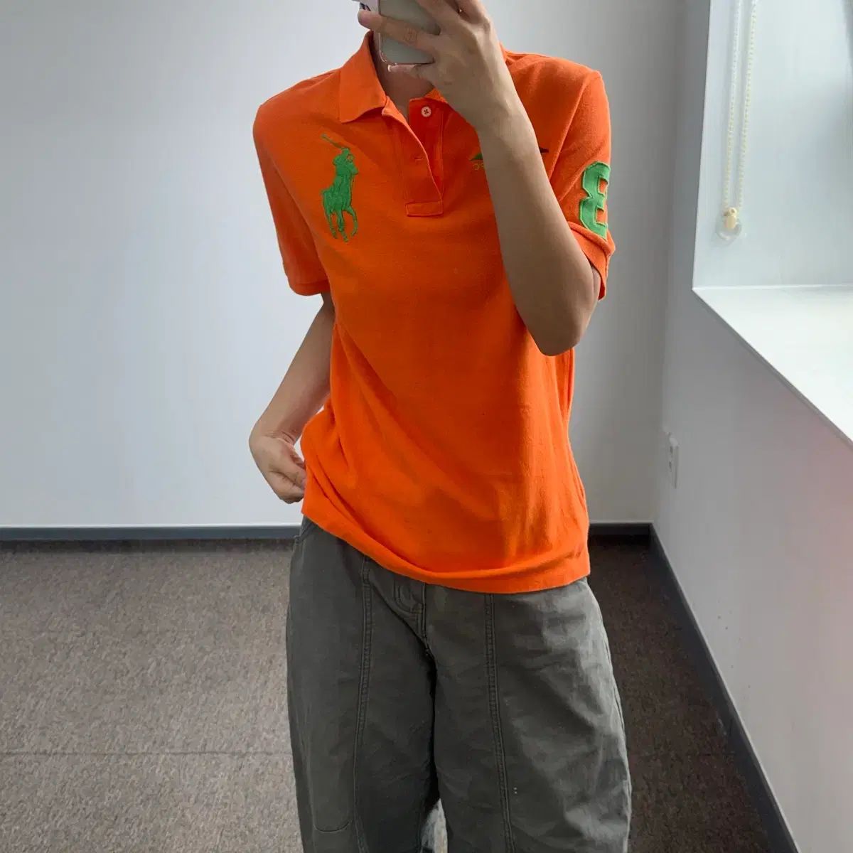 Polo ポロ グリーン ビックポニー オレンジ 半袖 カラーTシャツ