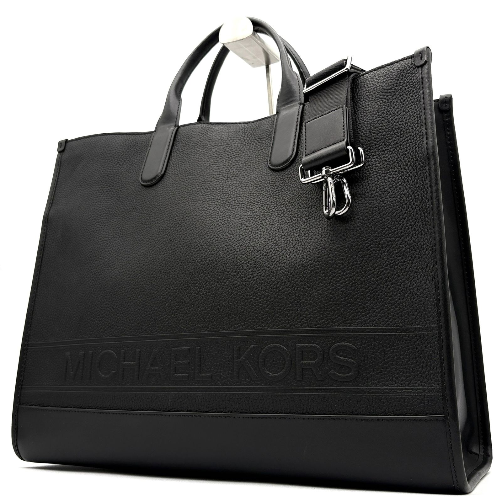 未使用に近い マイケルコース MICHAEL KORS ハドソン 2way トートバッグ ショルダーバッグ ブラック 黒 レザー 本革 大容量 ビジネス 通勤 ボーナス 夏休み 帰省 お盆 敬老の日 サマーギフト ご褒美