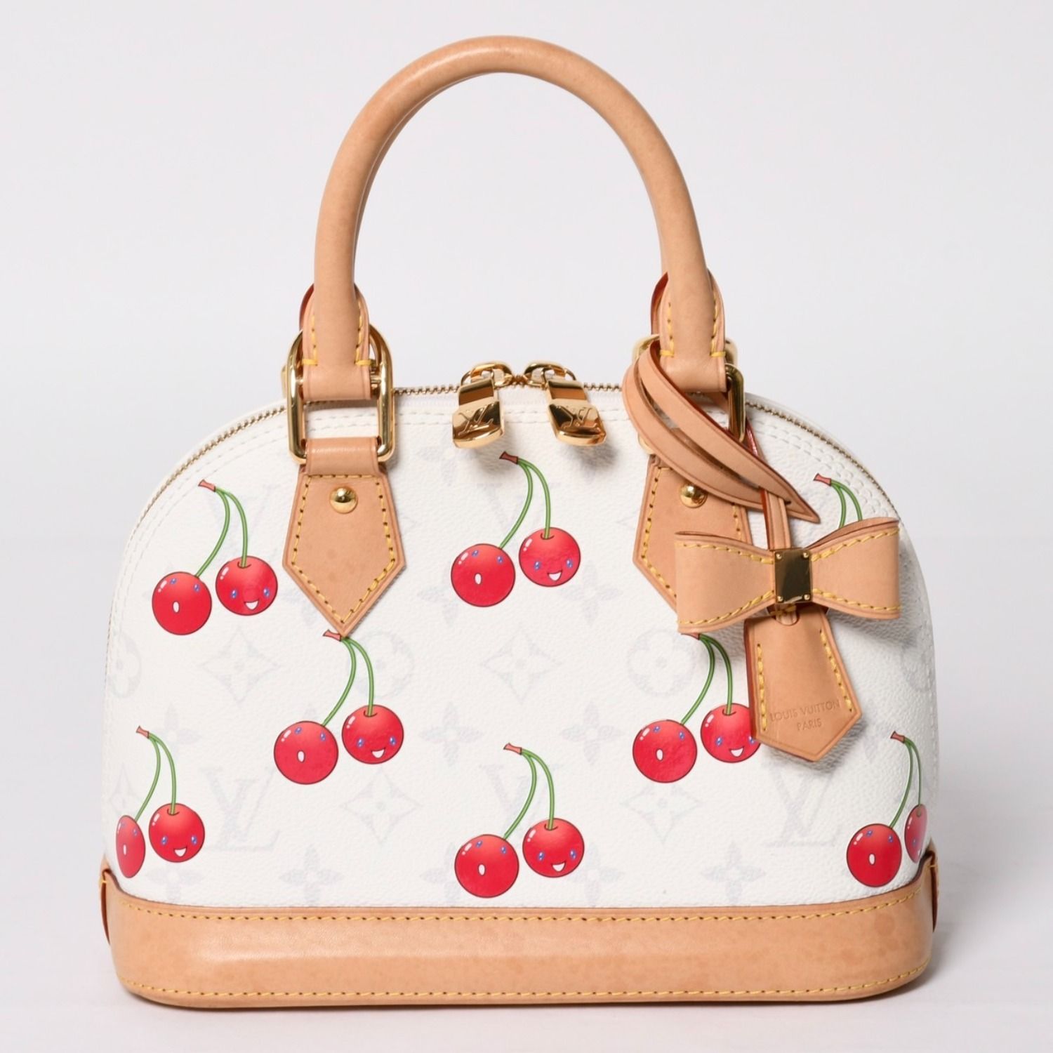 LOUIS VUITTON ルイヴィトン アルマBB ハンドバッグ M14234 モノグラム チェリー ホワイト レッド ベージュ 村上隆 美品 中古 4a004245