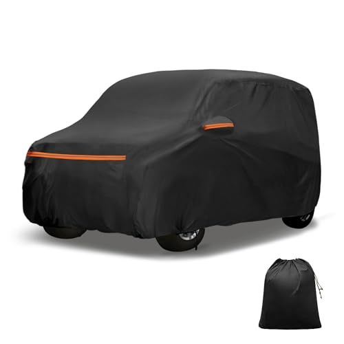 X AUTOHAUX 【ダイハツ ムーヴキャンバス用】車ボディカバー 自動車カバー 新型100%防水生地&5層構造 軽量・女性でも楽々 裏起毛 塗装面保護 運転席ジッパー付き/ドア開閉可能/忘れ物をしても安心 耐強風 防風ロープ/収納袋付き 日焼け/梅雨対as
