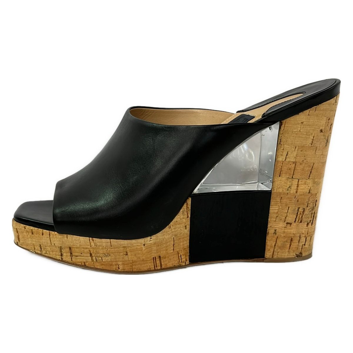 FERRAGAMO/SalvatoreFerragamo(サルバトーレフェラガモ) サンダル 7 1/2 C レディース - 黒 ウェッジソール レザー
