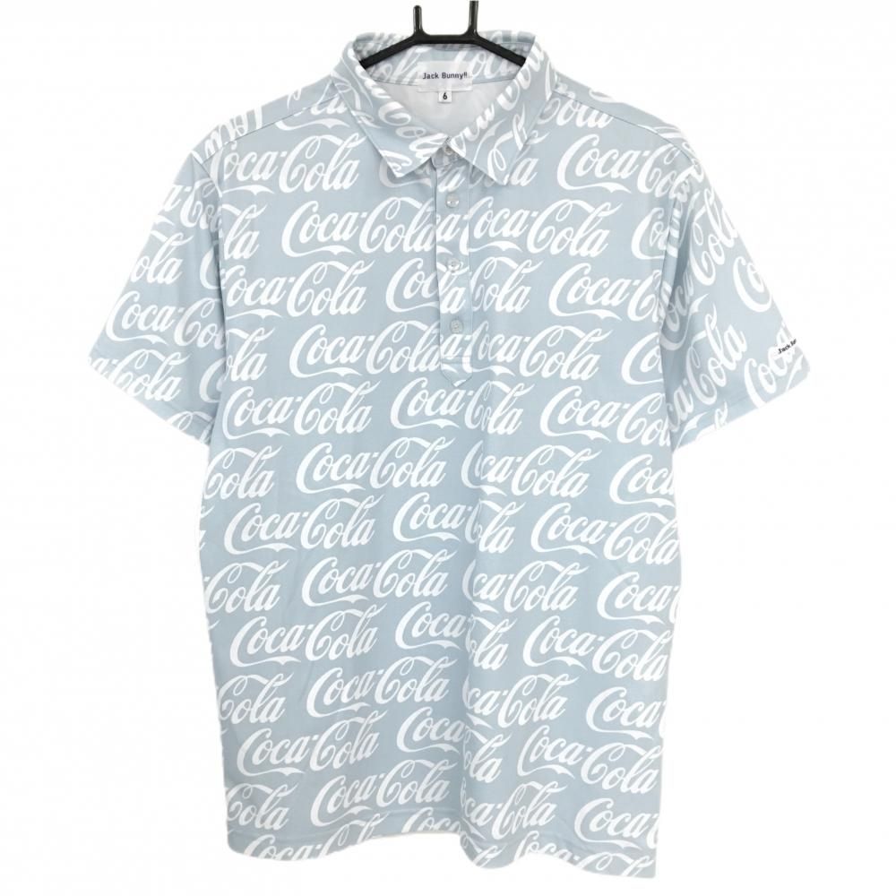 超美品】ジャックバニー×Coca-Cola 半袖ポロシャツ ライトブルー×白