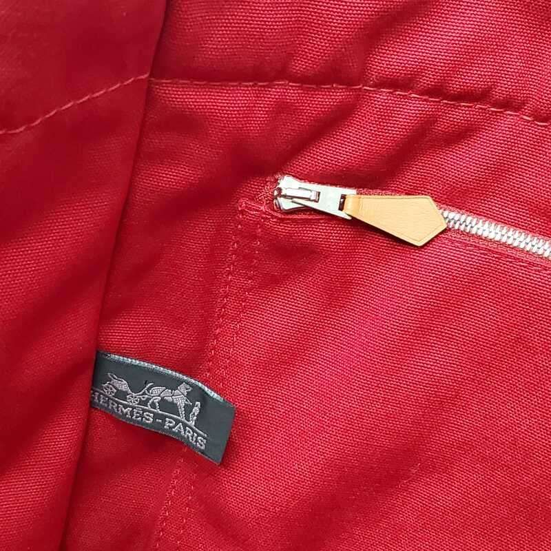 HERMES エルメス ドーヴィル MM レッド キャンバス 帆布 トートバッグ