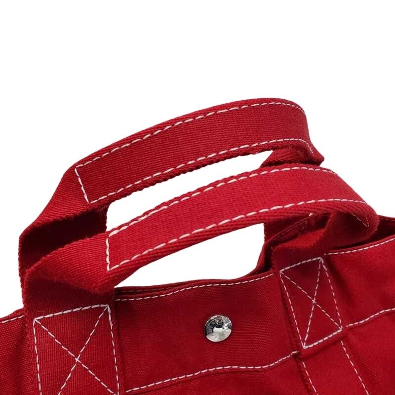 HERMES エルメス ドーヴィル MM レッド キャンバス 帆布 トートバッグ