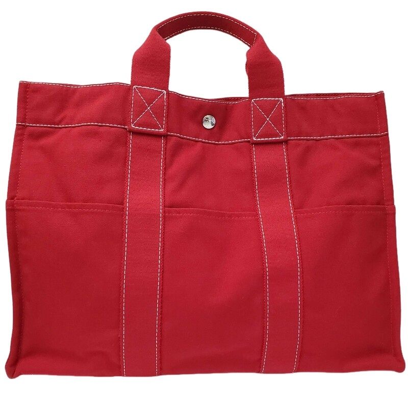 HERMES エルメス ドゥーヴィルMM トートバッグ キャンバス レッド HERMES エルメス ドーヴィル MM レッド キャンバス 帆布 トートバッグ