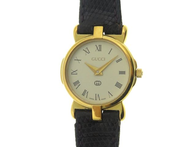 【ノーメンテナンス特価】GUCCI グッチ ウォッチ クオーツ時計 時計 3400L 腕時計 GP GP/リザード アイボリー アイボリー レディース【中古】431