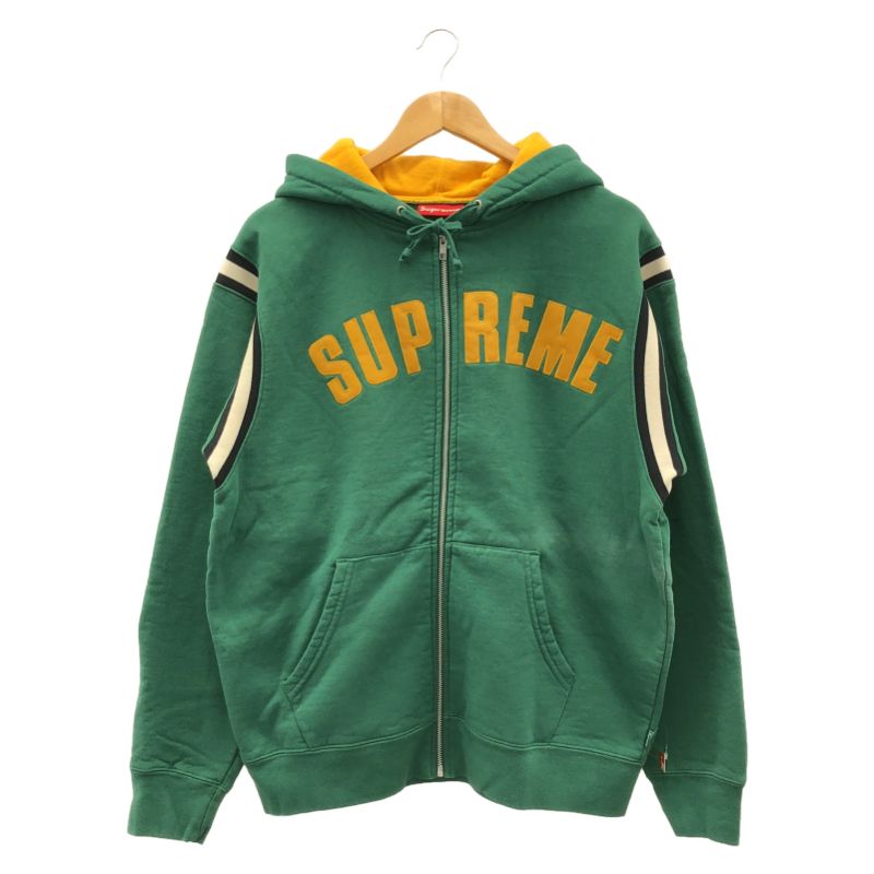 【中古】Supreme 18SS Jet Sleeve Zip Up Hooded Sweatshirt サイズM グリーン　シュプリーム[17]
