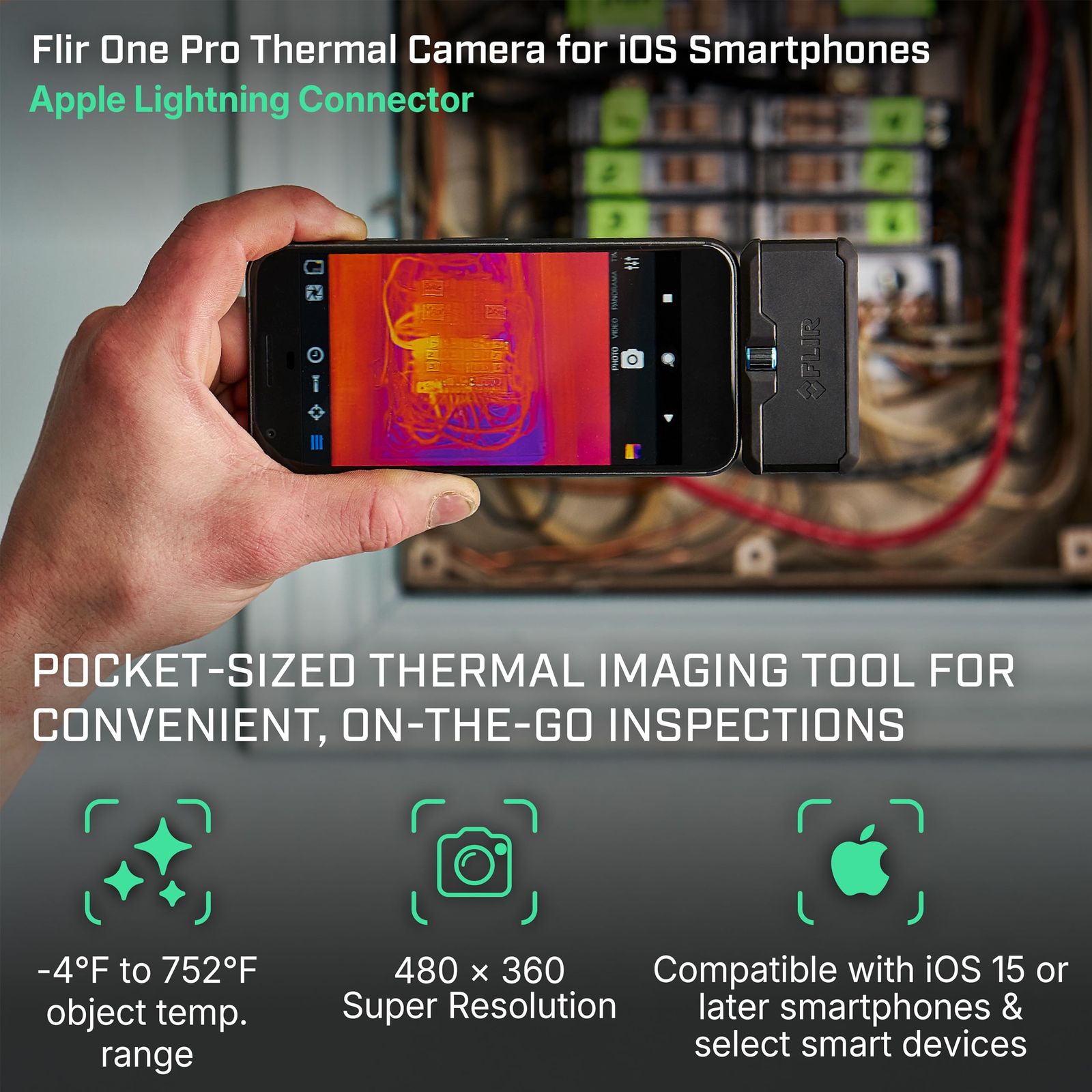 FLIR Lightningポート搭載iPhone用 赤外線サーモグラフィ FLIR ONE Pro