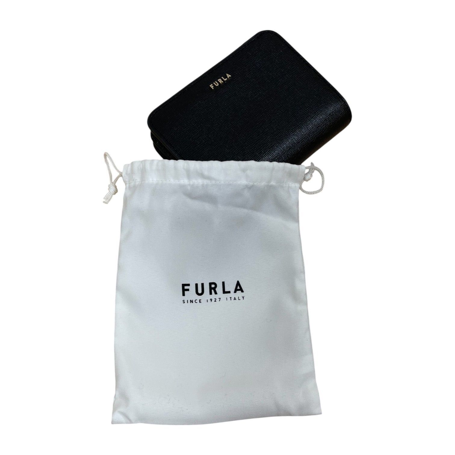 【未使用】FURLA 二つ折り財布 レザー 革 ブラック 黒 ウォレット 【未使用】FURLA 二つ折り財布 レザー 革 ブラック 黒 ウォレット