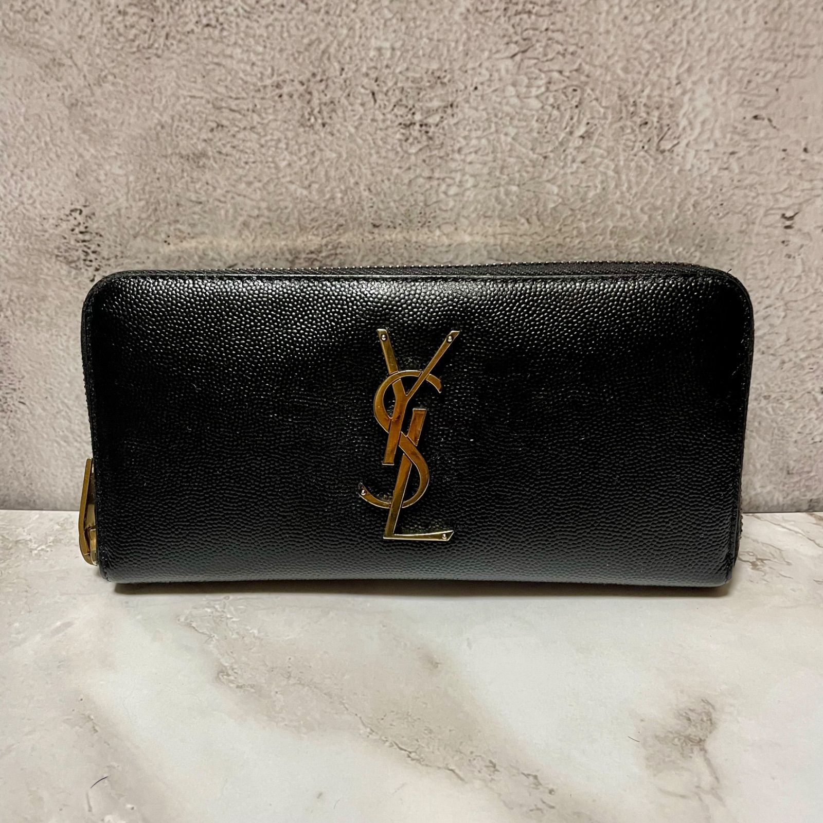 SAINT LAURENT 長財布 ラウンドファスナー キャビアスキン